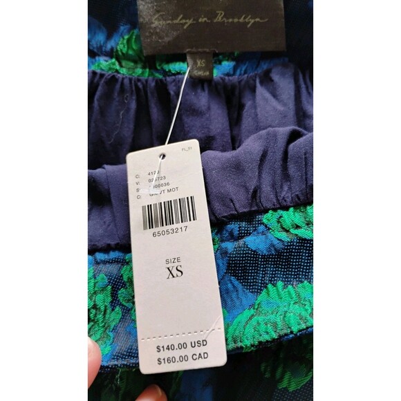Anthropologie Sunday In Brooklyn Midi Skirt Brocade Blue Green Floral XS NWT - Picture 6 of 9